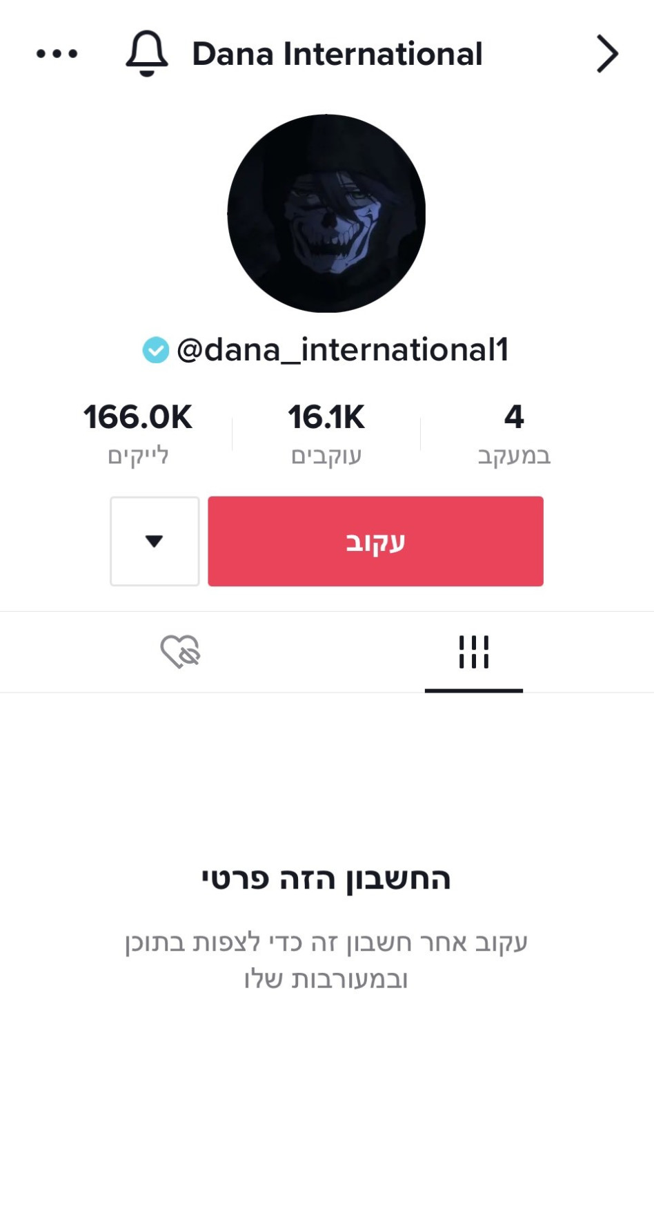 חשבון הטיקטוק של דנה אינטרנשיונל נפרץ (צילום: צילום מסך טיקטוק)