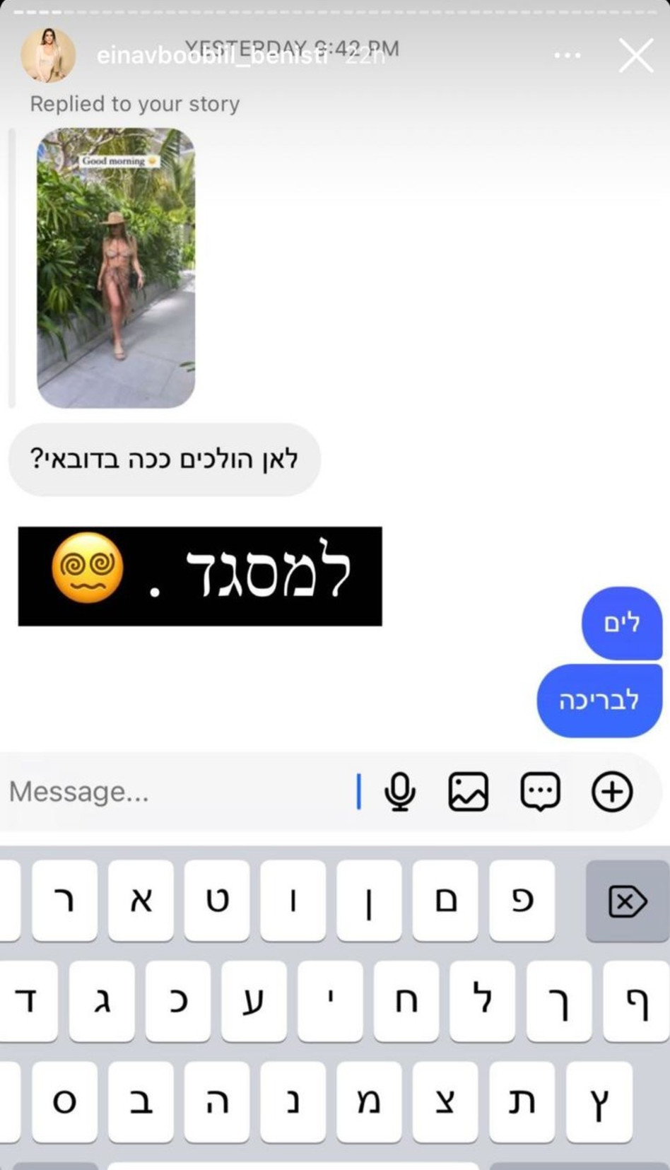 עינב בובליל עונה לגולשים (צילום: צילום מסך אינסטגרם)