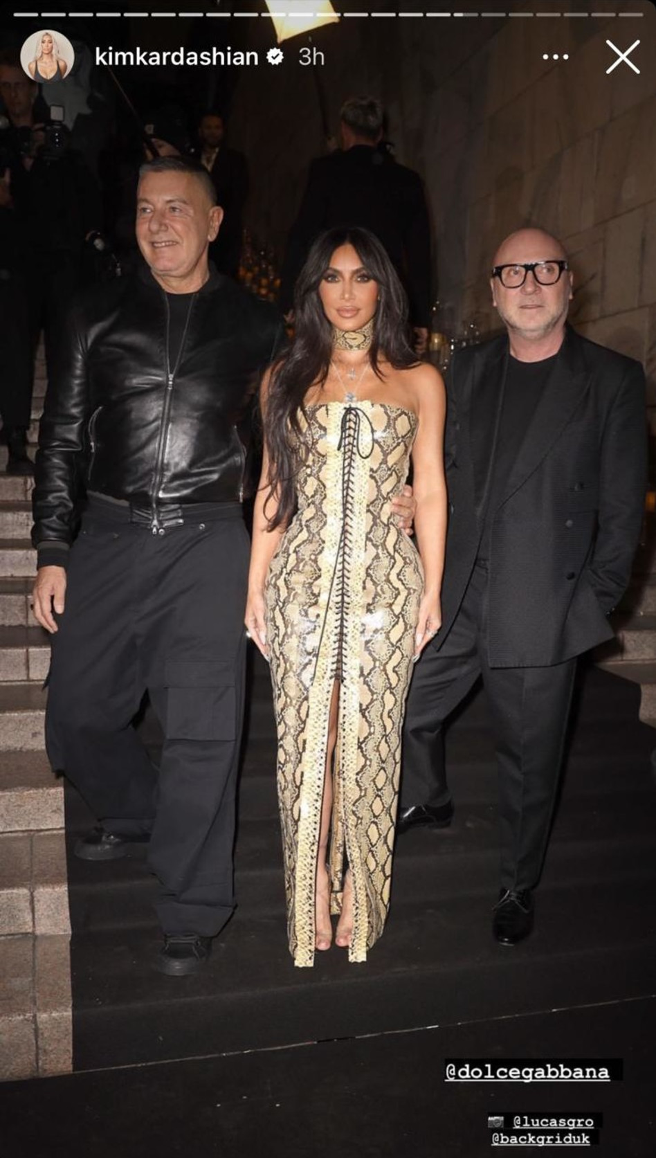 קים קרדשיאן בתצוגה של דולצ'ה וגבאנה (צילום: צילום מסך מתוך אינסטגרם)