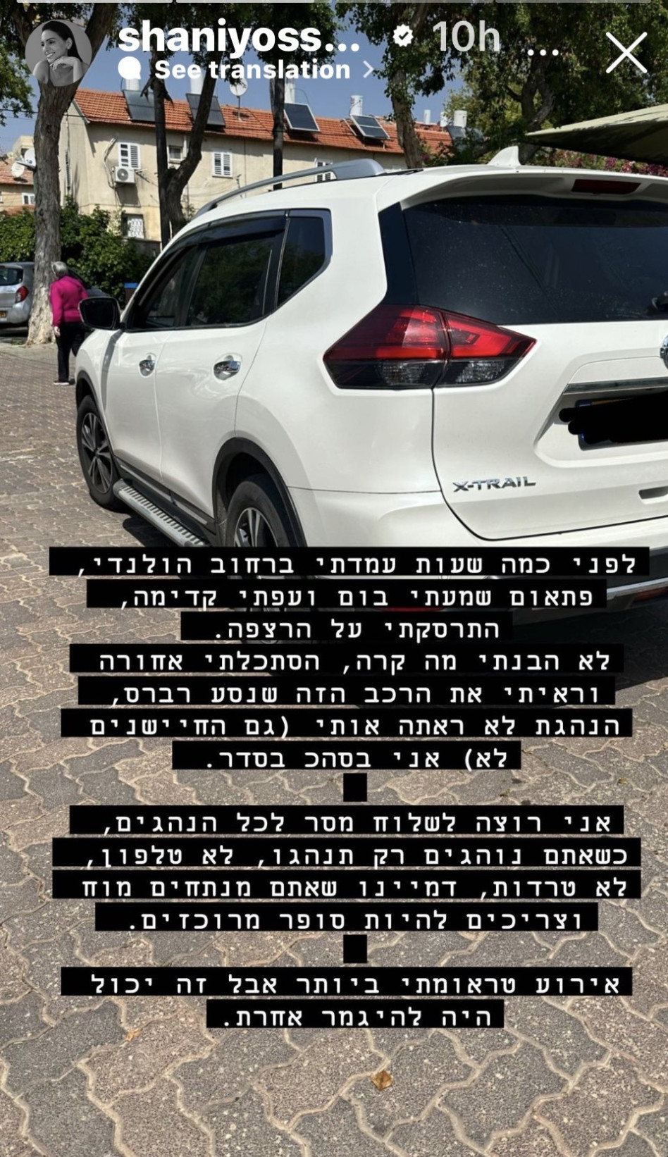שני יוסיפון נדרסה (צילום: צילום מסך אינסטגרם)