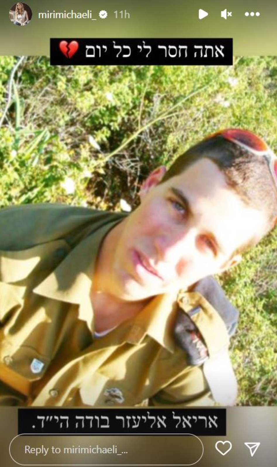 מירי מיכאלי, אריאל בודה ז''ל (צילום: צילום מסך אינסטגרם)