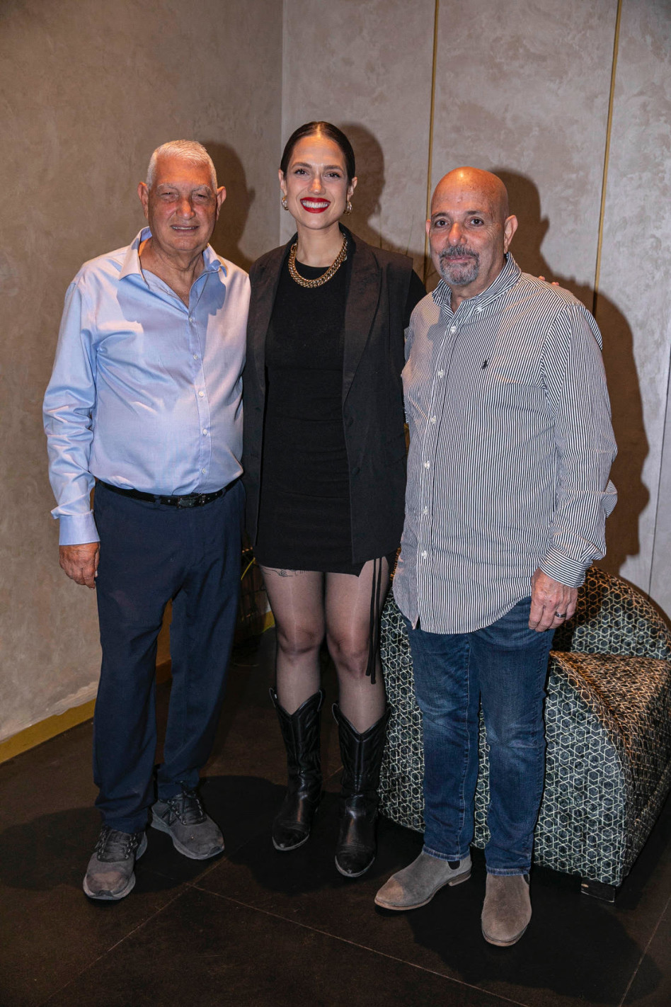 חיים משען, מארינה מקסימיליאן ויצחק אביבי  (צילום: ערן לם)