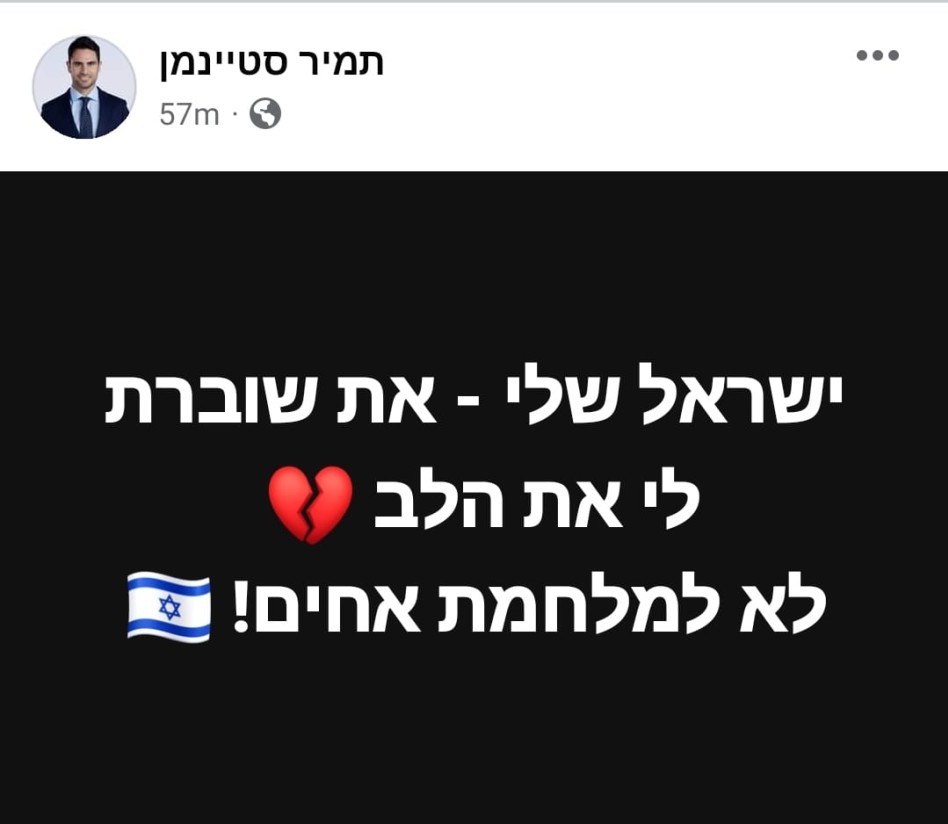 תמיר סטיינמן על ההפגנות (צילום: צילום מסך פייסבוק)