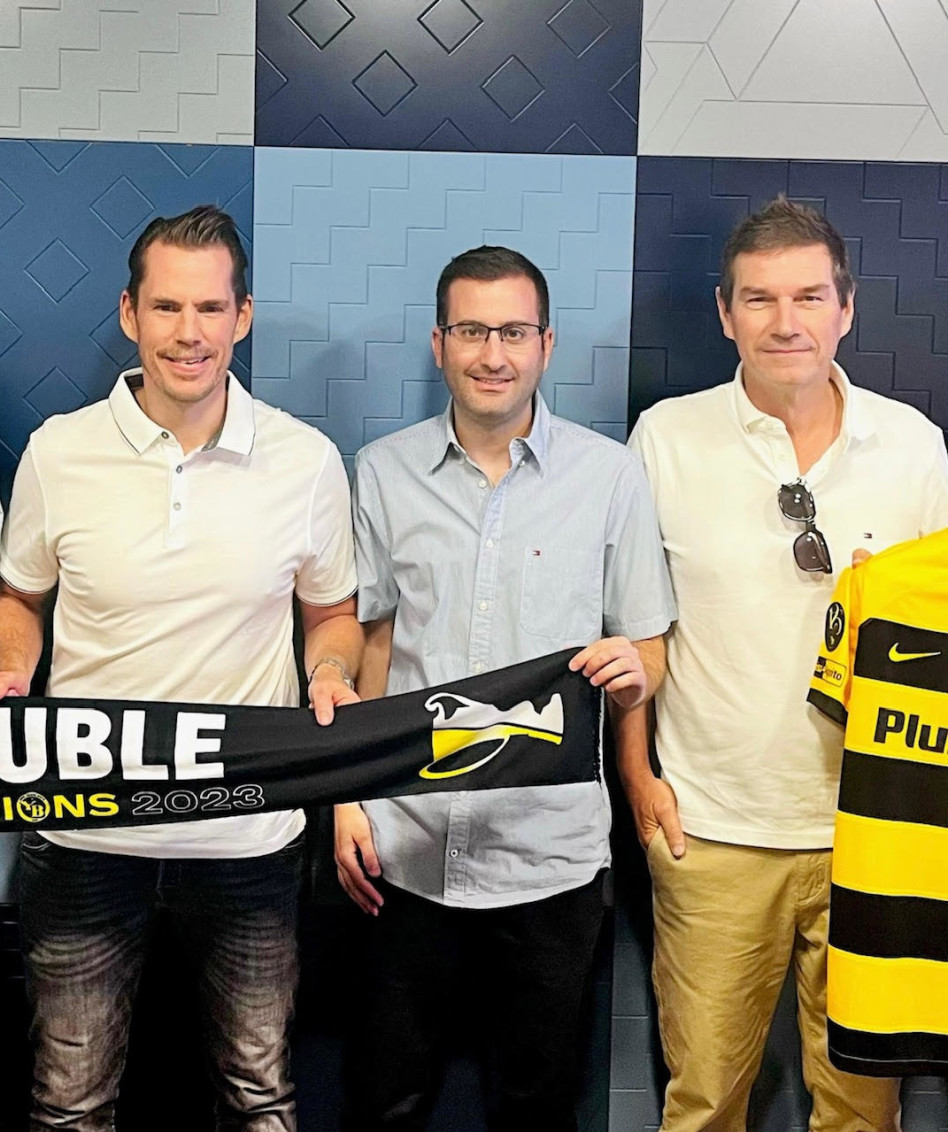 הנספיטר קינברגר, דוד צרויה ו-ואניה גרוייל (צילום: באדיבות פלוס500)