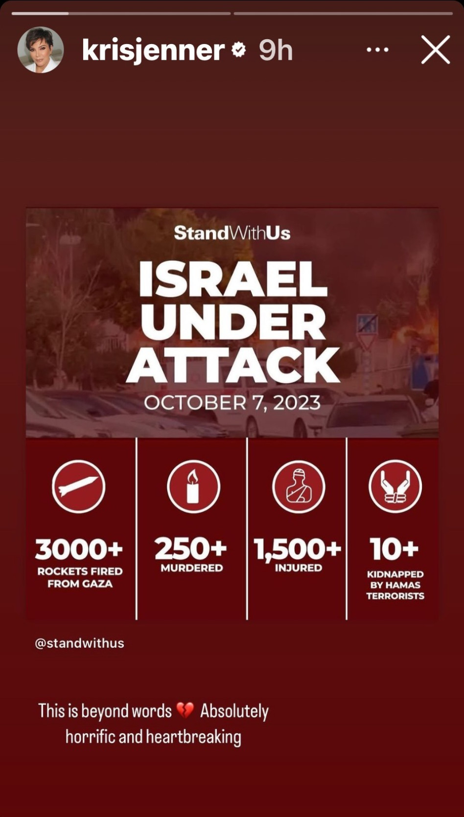 כריס ג'נר פרסמה פוסט תמיכה בישראל (צילום: מתוך אינסטגרם)