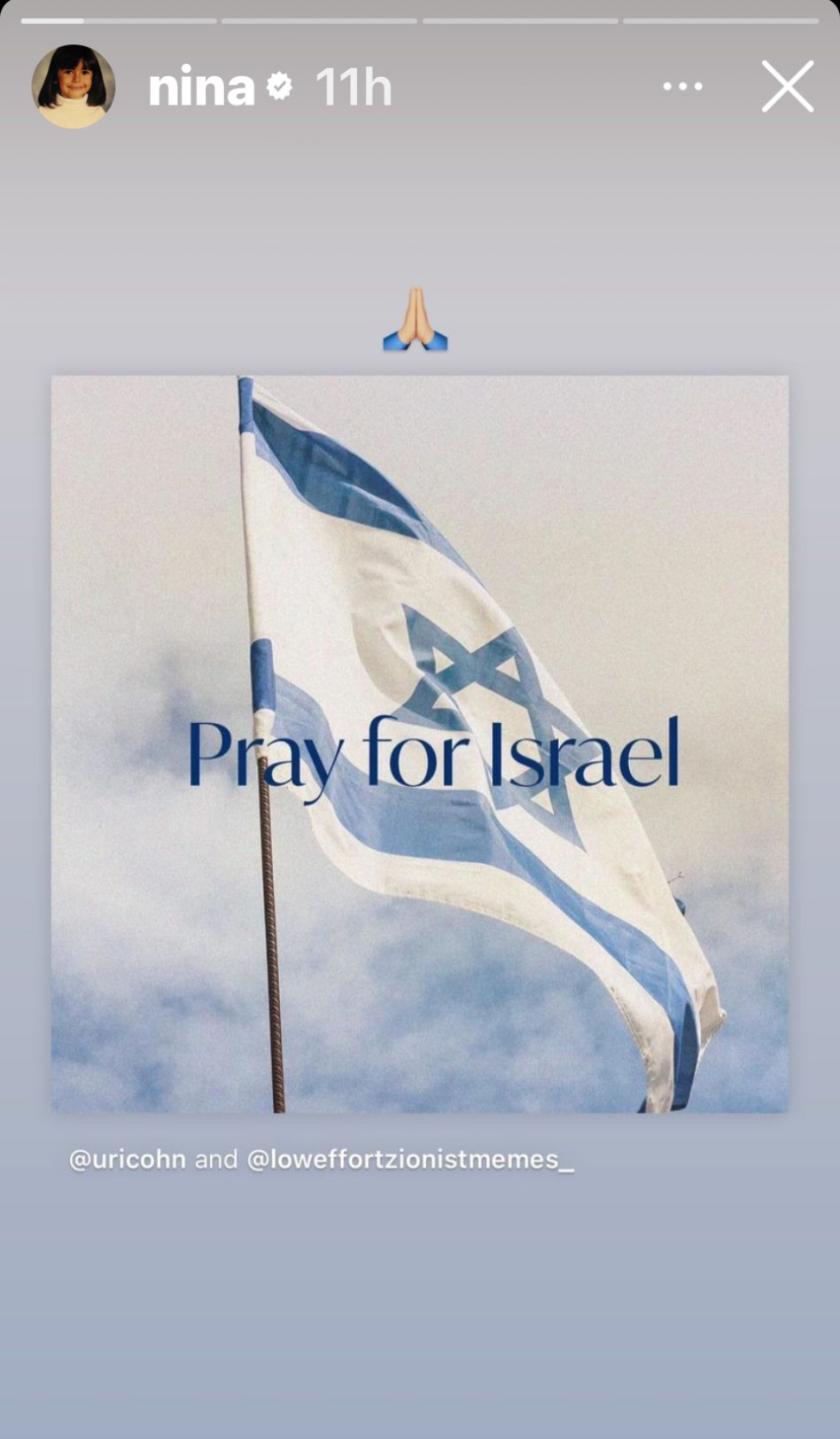 סטורי תמיכה בישראל (צילום: מתוך אינסטגרם)