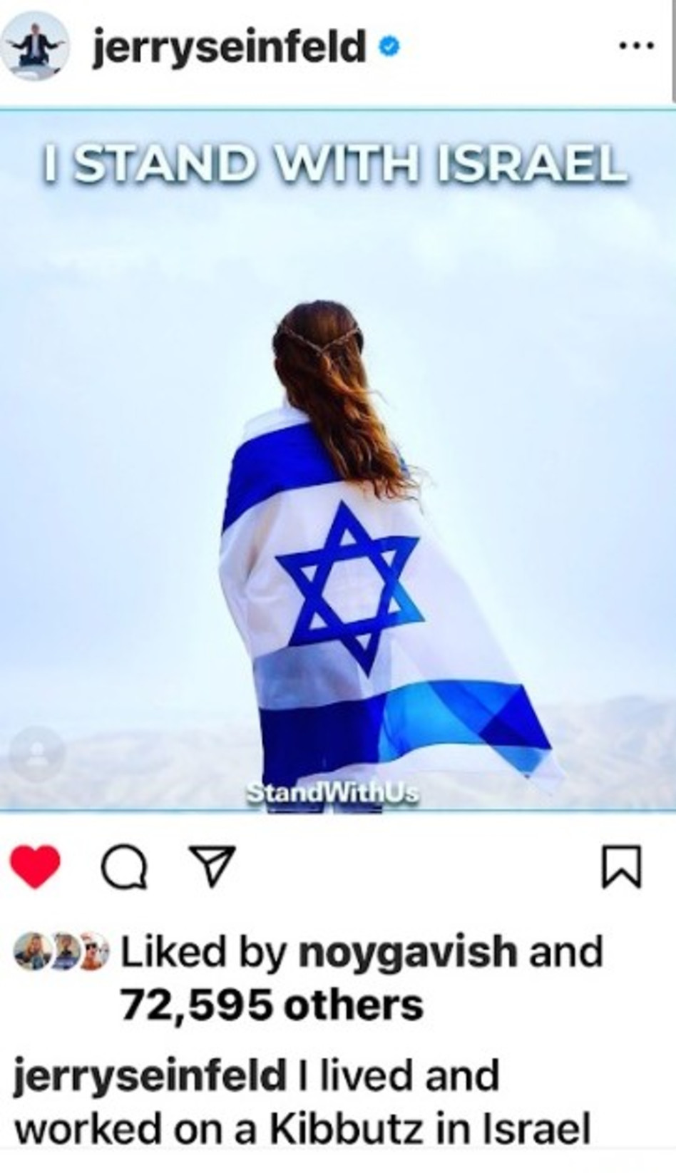 הפוסט שהעלה ג'רי סיינפלד (צילום: מתוך אינסטגרם)