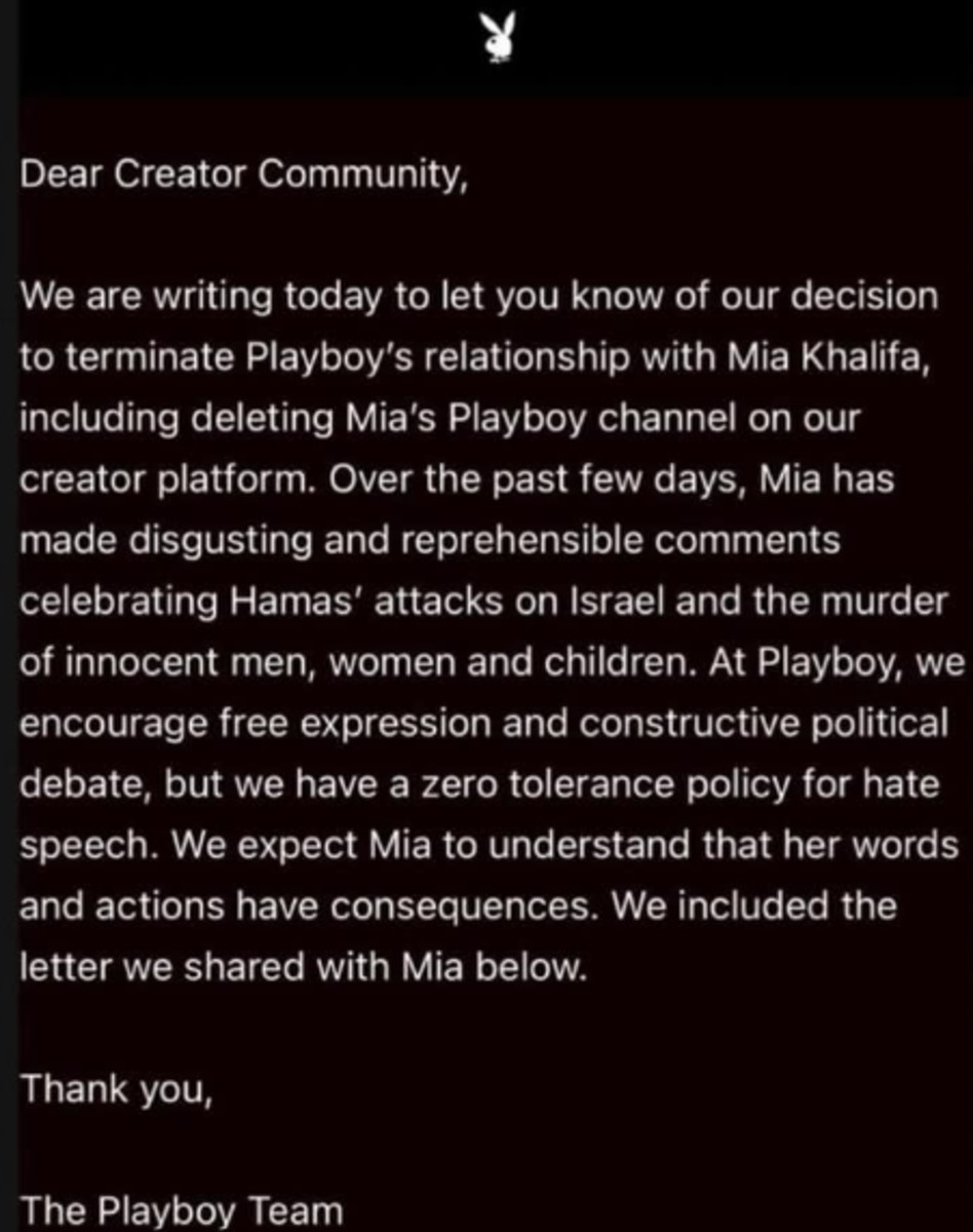 הודעת פלייבוי (צילום: רשתות חברתיות)