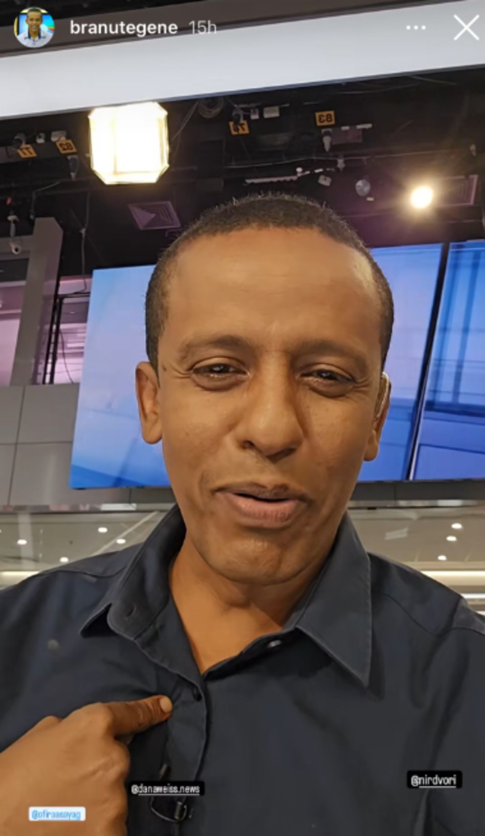 ברהנו טגניה באולפן אצל אופירה אסייג ועדי אשכנזי (צילום: צילום מסך אינסטגרם)