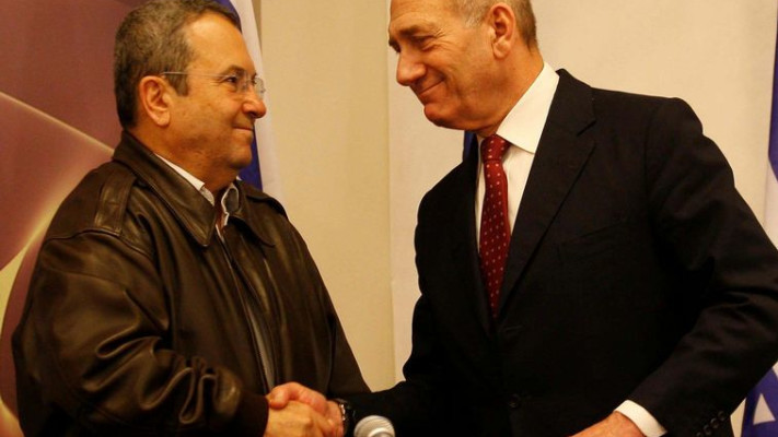 אהוד אולמרט ואהוד ברק. צילום: רוני שיצר, פלאש 90