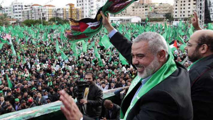 במזרח התיכון אין בני ברית צחורים, איסמעיל הנייה בעצרת חמאס. צילום: רויטרס