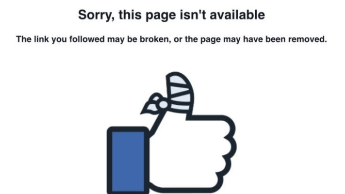 הדף לאחר הסרתו מפייסבוק. צילום מסך פייסבוק