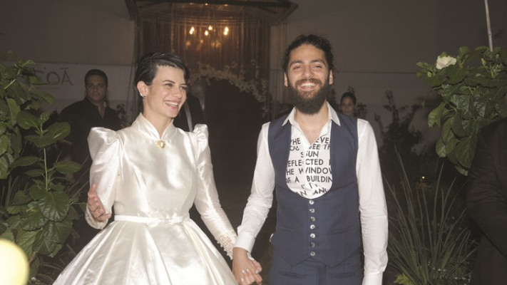 נינט טייב ויוסי מזרחי בחתונתם (צילום: אבשלום ששוני)