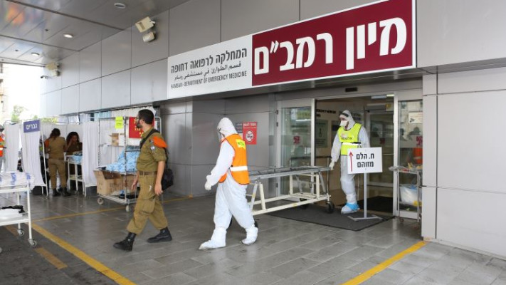 תרגול של פיגוע בבית החולים רמב&quot;ם. צילום: פיוטר פליטר