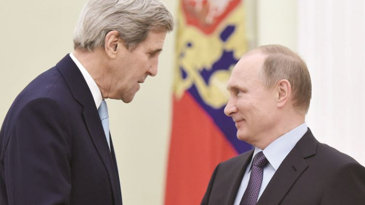 ג'ון קרי וולדימיר פוטין. צילום: רויטרס