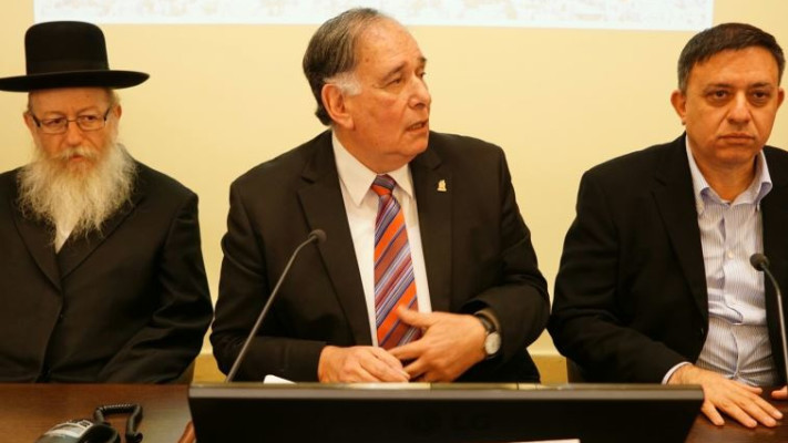 ליצמן, גבי ויהב בכינוס של מועצת חיפה על הזיהום. צילום: ערן גילווארג