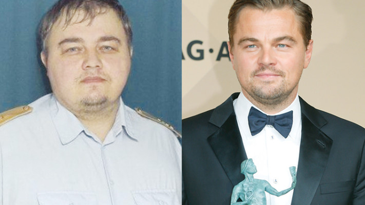 דומים? ליאונרדו דקפריו והדופלגנגר. צילום: מתוך טוויטר