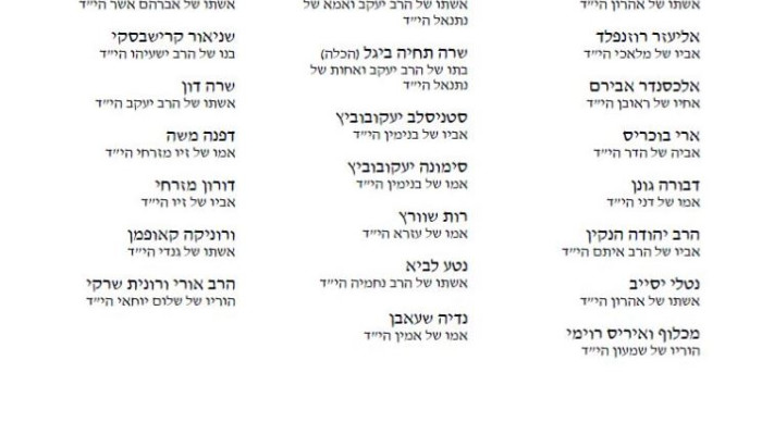 מכתב משפחות הנרצחים בגל הטרור