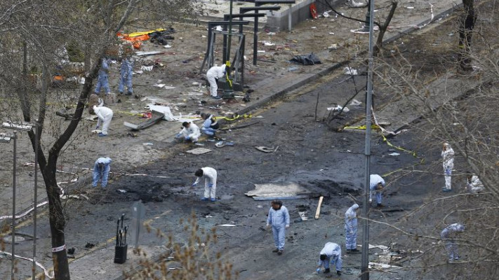 זירת הפיצוץ באנקרה. צילום: רויטרס