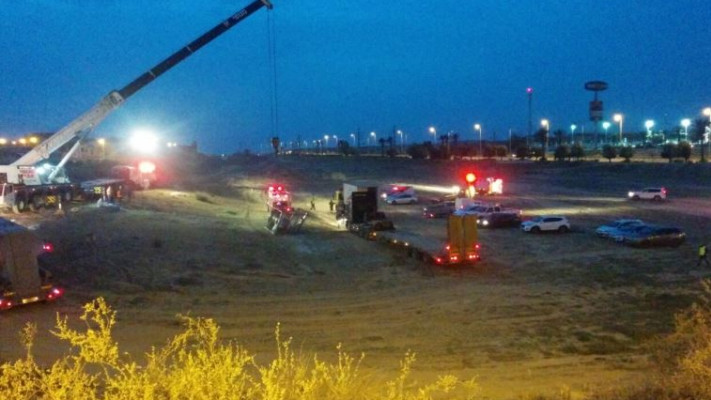 תאונת רכבת המשא בדימונה. צילום: דוברות כבאות והצלה מרחב נגב