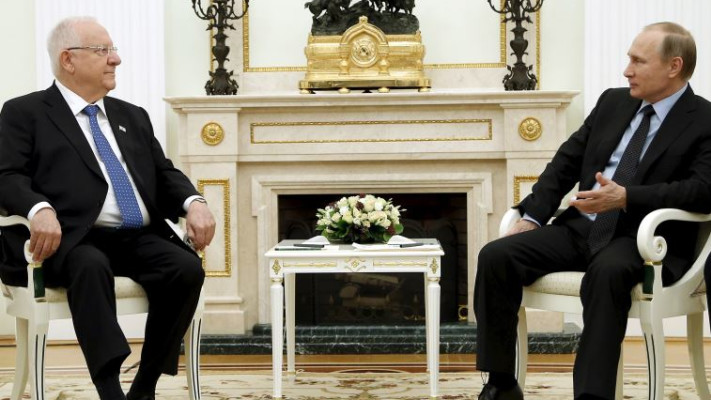 ריבלין ופוטין בפגישתם במוסקבה. צילום: רויטרס