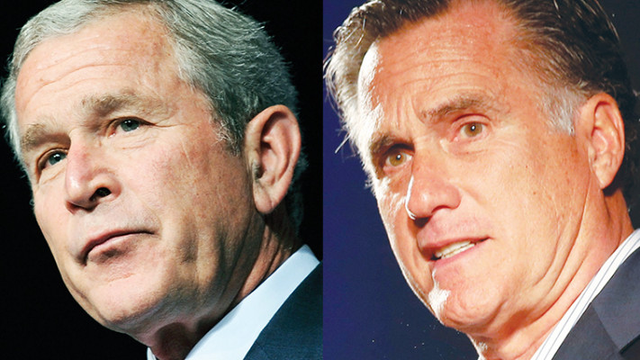 מיט רומני, ג'ורג' בוש. צילום: רויטרס