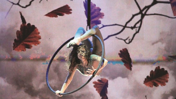 קרקס אווירי בדיזנגוף סנטר. צילום: דפנה בן בנון, יח&quot;צ