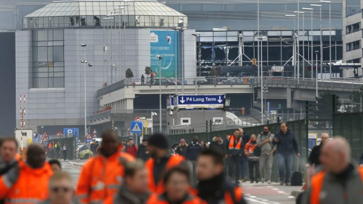 נמל התעופה בבריסל, אתמול. צילום: רויטרס