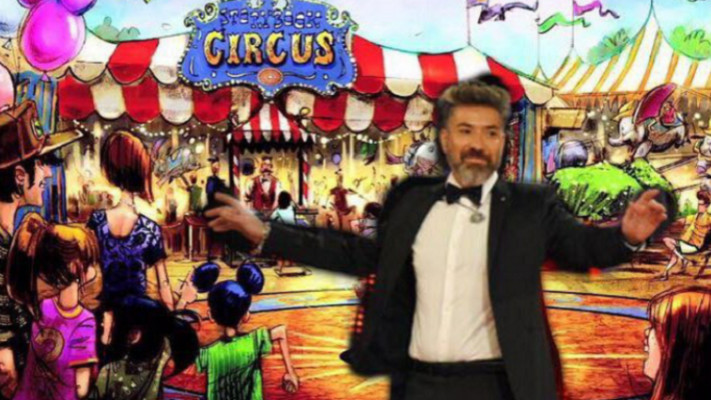 החיים הם קרקס. איציק כרסנטי בתמונה של שי חי (צילום מסך)