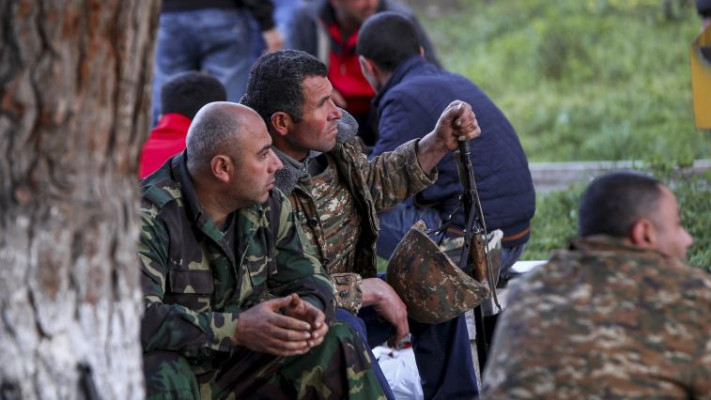 &quot;מתנדבים&quot; ארמנים במהלך הסכסוך האחרון בחבל נגורנו קראבך. צילום: רויטרס