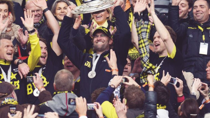 קלופ כמאמן דורטמונד, חוגג אליפות. צילום: לארס ברונס, גטי אימג'ס