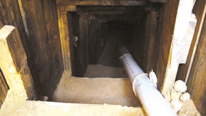 פיר המנהרה שנחשפה בעזה. צילום: דובר צה&quot;ל