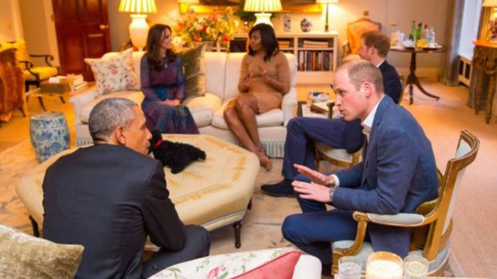 הנשיא אובמה משוחח עם הדוכס מקיימברידג'. צילום: דיילי מייל