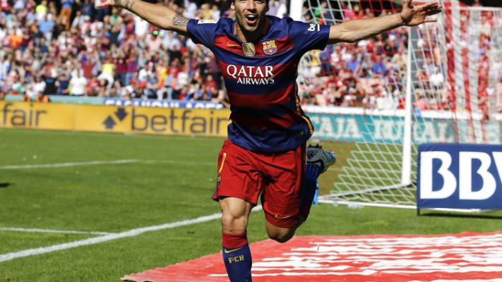 לואיס סוארס מביא את האליפות לברצלונה. צילום: רויטרס