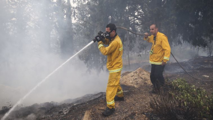 לוחמי האש פועלים ברמות. צילום: יונתן זינדל, פלאש 90
