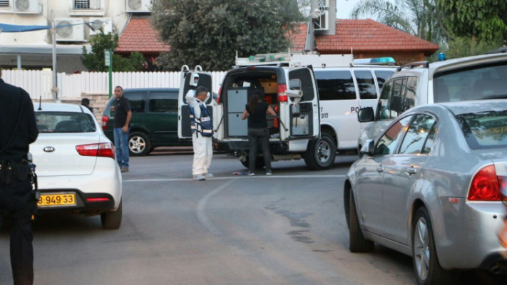 זירת הירי ביאן גבריאלוב בלוד. צילום: אבשלום ששוני