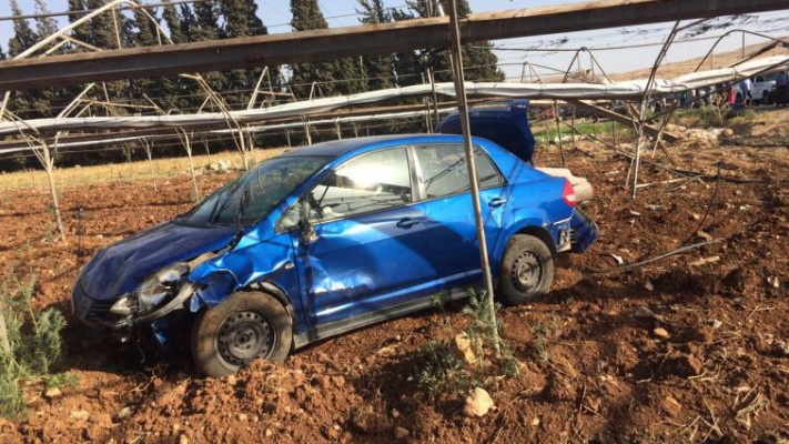 תאונה בין רכב לטרקטורון. צילום: דוברות מד&quot;א