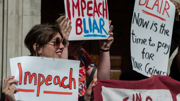 הפגנה נגד טוני בלייר. צילום: Getty images