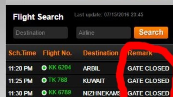 טיסות מבוטלות בשדה התעופה אטאטורק