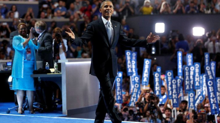 אובמה הגיע לתמוך בגדול. צילום: רויטרס