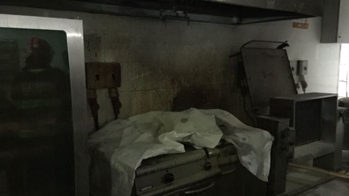 המטבח השרוף  במלון נהר הירדן בטבריה. צילום: דוברות כבאות והצלה מחוז צפון