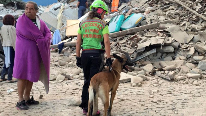 חיפושים אחר לכודים באיטליה לאחר רעידת האדמה. צילום: רויטרס