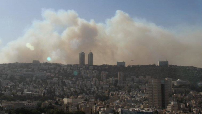עשן מעל העיר. צילום: אילן מלסטר, המשרד להגנת הסביבה