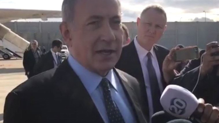 נתניהו לקראת הטיסה לוושינגטון. צילום מסך