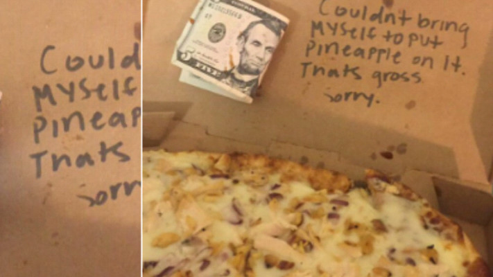 פיצה בלי אננס. צילום מסך:טוויטר