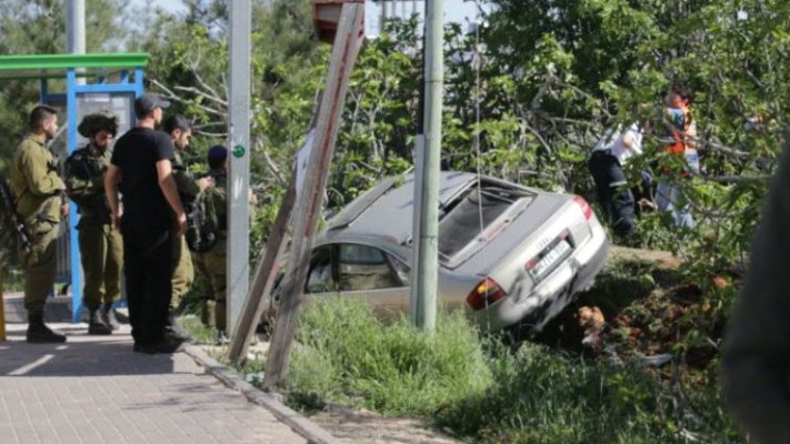 זירת פיגוע הדריסה בצומת עפרה. צילום מסך