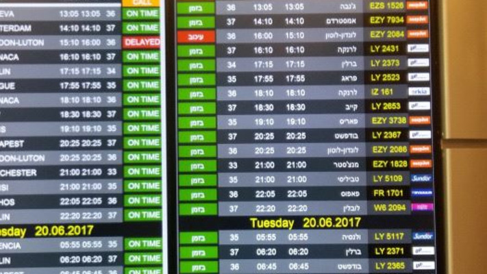 לוח הטיסות החדש בטרמינל 1