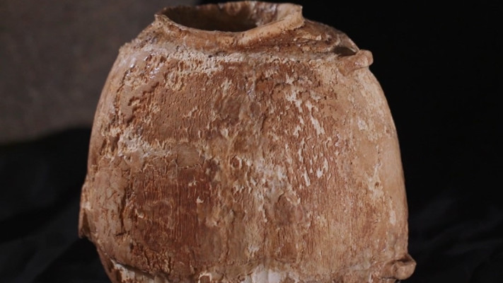 כלי השנהב בן ה6000 שנה (צילום: אמיל אלג'ם, רשות העתיקות)