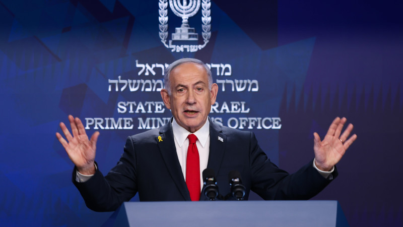 ראש הממשלה בנימין נתניהו במסיבת עיתונאים. 21.5.25