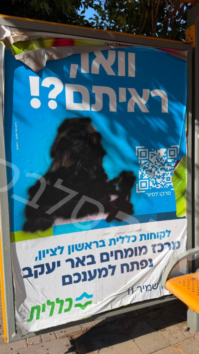 השלט שהושחת - כשפניה של יעל בר זוהר בצבע שחור (צילום: וואלה סלבס)